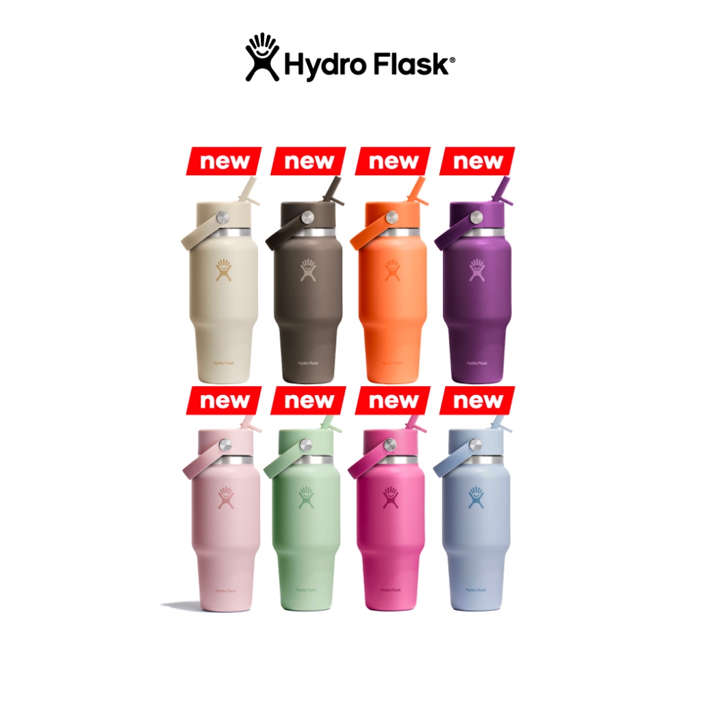 HYDRO FLASK กระติกน้ำ WIDE MOUTH TRAVEL BOTTLE WITH FLEX STRAW CAP 24 OZ กระติกน้ำสูญญากาศ เก็บvอุณหภูมิความร้อนความเย็น