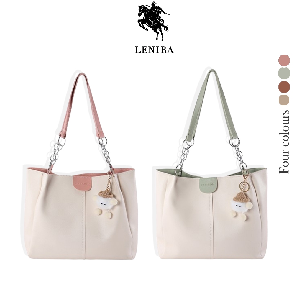 ส่งด่วน Lenira (B2469) กระเป๋าสะพายไหล่หยังพียูมี2สี ขนาด16 นิ้ว