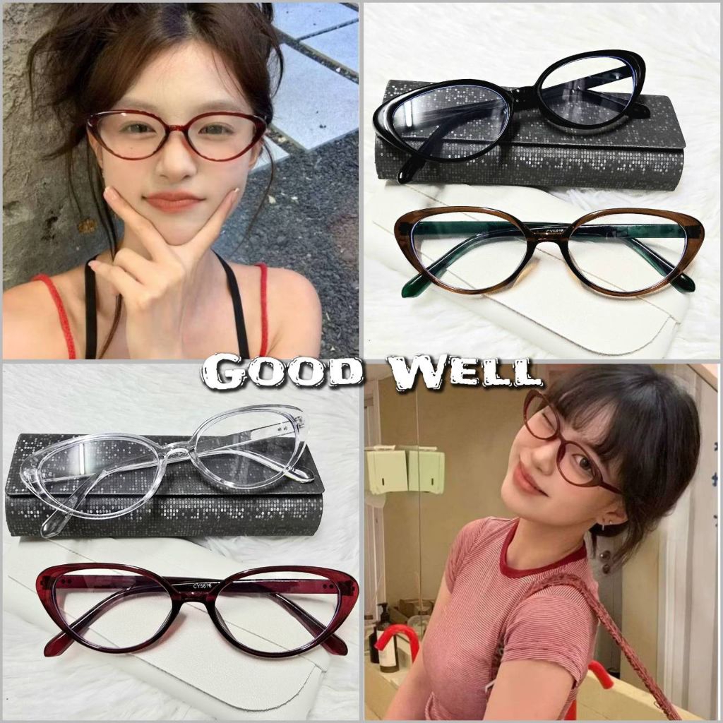 พร้อมส่งจากไทย NEW Item แว่นกรองแสงสีฟ้า แฟชั่นเกาหลี ทรงแคทอาย ป้องกันแสงสีฟ้า100% รุ่น Cat eye Blue
