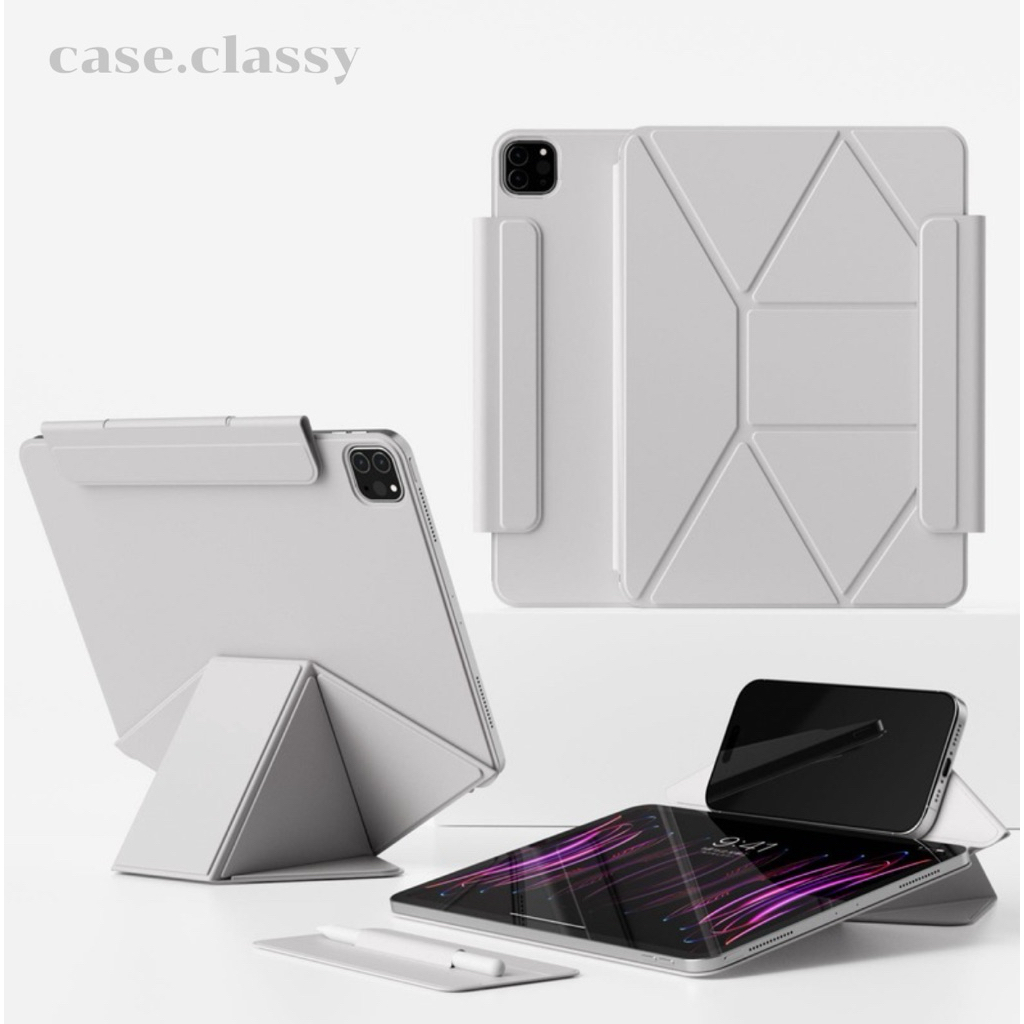 Magnet Case iPad สไตล์ใหม่ เคสแม่เหล็ก ไร้ขอบ บางเฉียบ ปรับได้หลายระดับองศา  ด้านหลังแข็งกันเครื่องงอได้