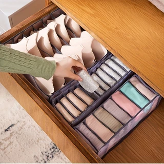 【พร้อมส่ง】กล่องเก็บชั้นในแบบลิ้นชักใหม่-องค์กรในบ้านสำหรับถุงเท้า กางเกงใน และชุดชั้นในพร้อมช่องแบ่งแบบตาราง พับได้