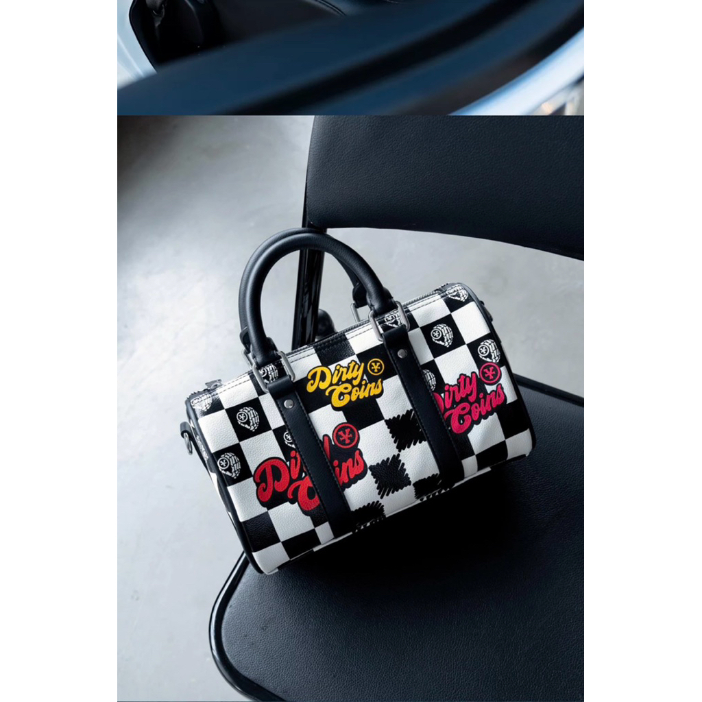 Dirty Coins Checkerboard Print Mini Bowler Bag