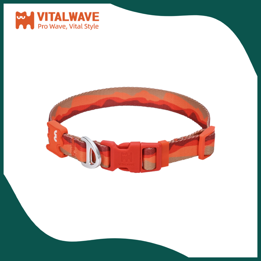 VITALWAVE Gradient Peaks Collar ปลอกคอสุนัข | Sunset Glow Orange