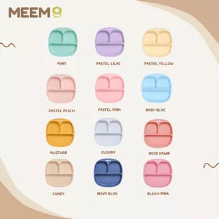 MEEM จานซิลิโคนเด็ก มีฐานดูดโต๊ะ แบ่ง 3 ช่อง รุ่น First Step Simple plate จานซิลิโคนเด็กคุณภาพสูง (Colorful Series)