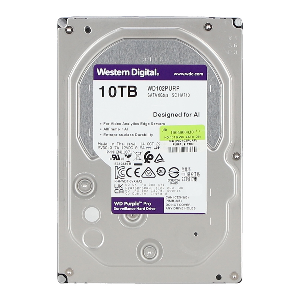 10TB 3.5 INCH HDD (ฮาร์ดดิสก์ 3.5 นิ้ว) WD PURPLE PRO - 7200RPM SATA3 (WD102PURP)