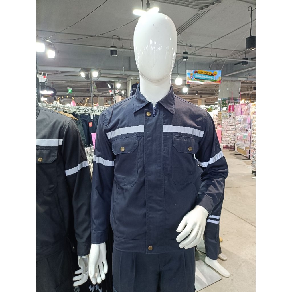 เสื้อช็อป เสื้อช่าง เสื้อป้องกันภัย เสื้อกู้ภัย เสื้อเซฟตี้  ติดแถบสะท้อนแสง ทนสะเก็ดไฟ - รูปที่ 4