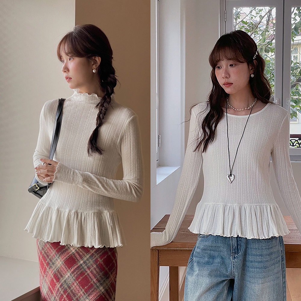 (พร้อมส่ง) Clothestoryy – Ballet Spring Top เสื้อยืดแขนยาว ชายระบาย สไตล์เกาหลี – โปรปัง