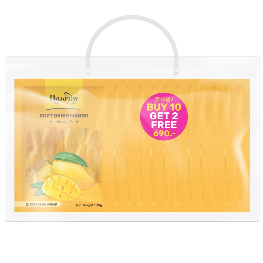 ทองอำไพ มะม่วงอบแห้ง 100 กรัม (แพ็ค) (แพ็ค12) THONG AMPAI SOFT DRIED MANGO 100G (PACK) (PACK12)