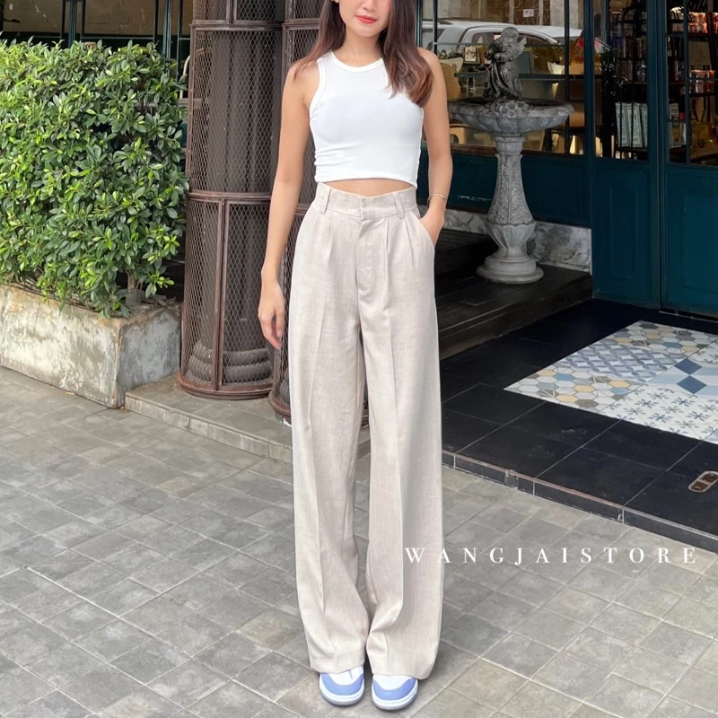 Wangjai-Basic Pants กางเกงทรงกระบอกเอวสูง Size L (used)