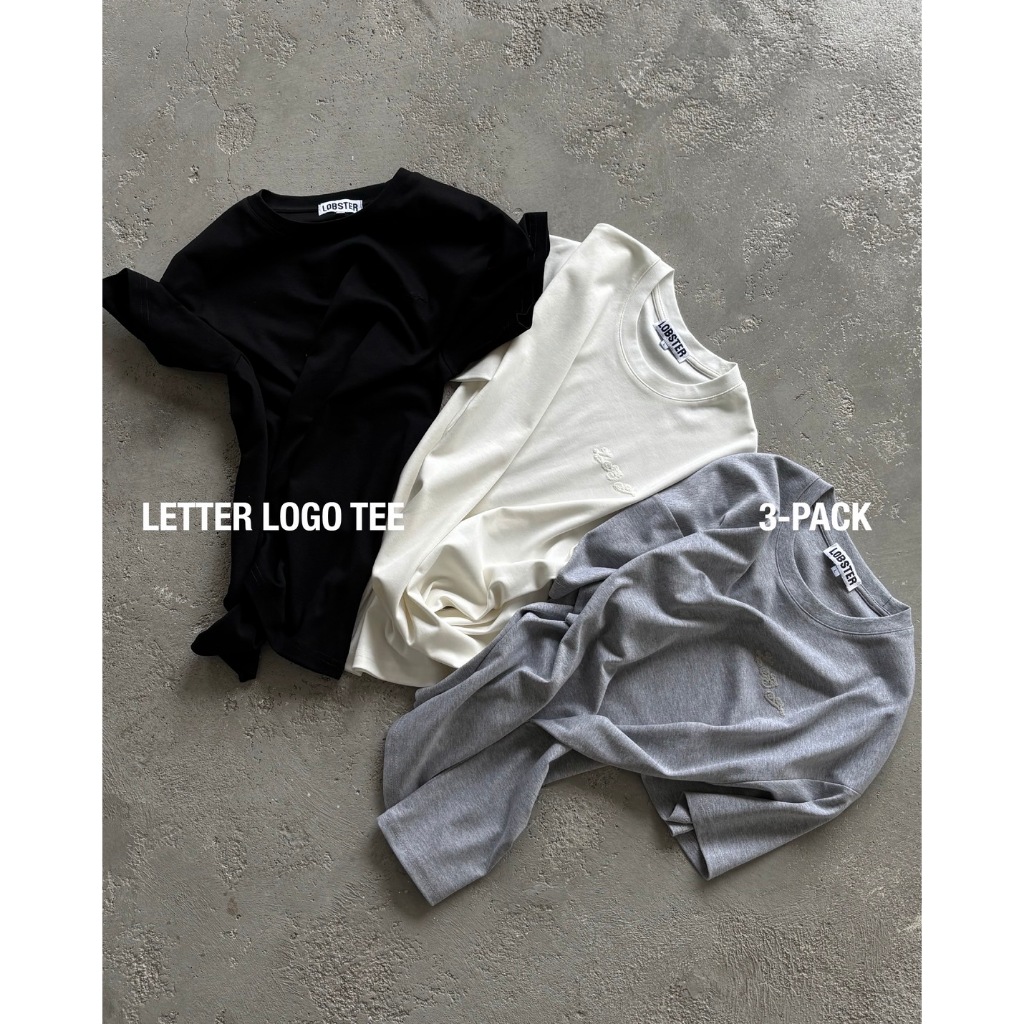 LETTER LOGO TEE 3-PACK เสื้อยืดปักลายแพ็ค 3 สี