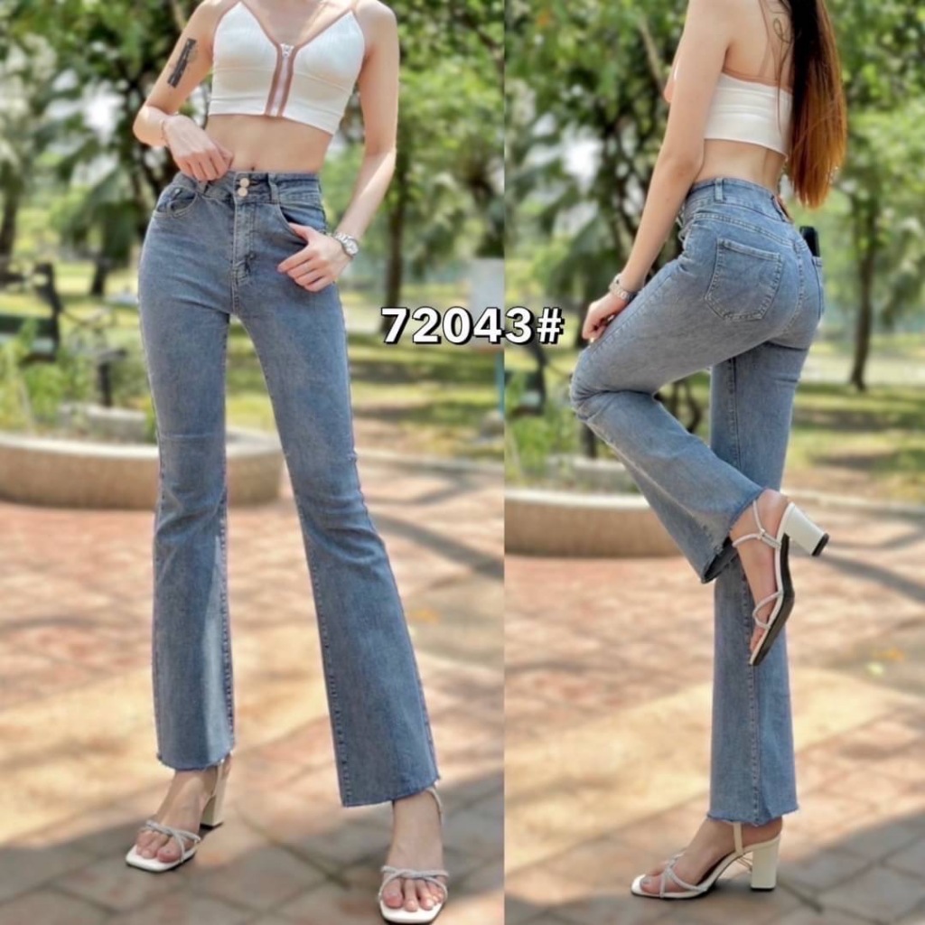 [ YHJEANS ]  72043# กางเกงยีนส์ขาม้าสองกระดุม