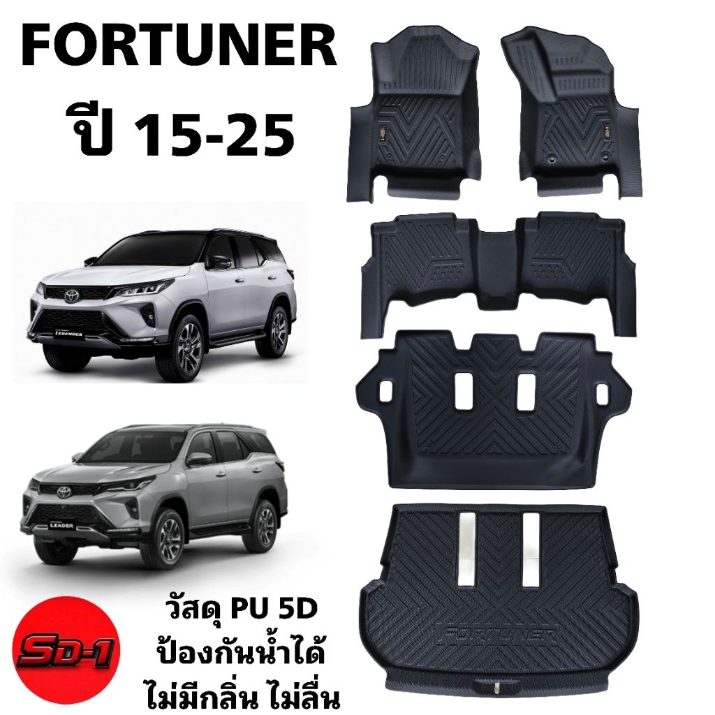 พรมปูพื้นรถยนต์ FORTUNER ปี15-25 แบนรด์SD-1วัสดุ PU 5D เข้ารูปตรงรุ่น ไม่มีกลิ่น