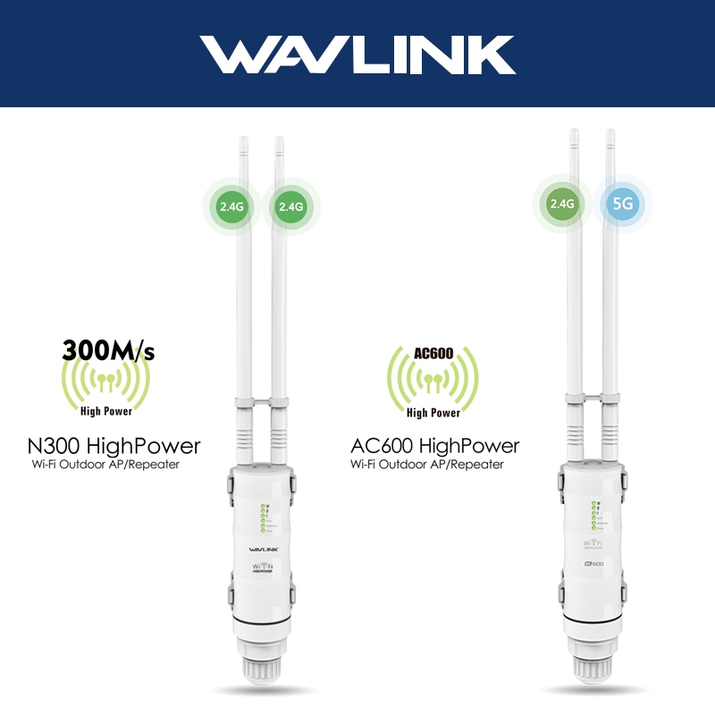WAVLINK N300 / AC600 จุดเชื่อมต่อกลางแจ้ง 300Mbps / 600Mbps Wireless N Dual 12dBi Wi-Fi เสาอากาศอะแด