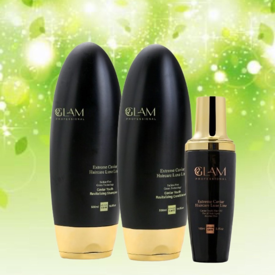 GLAM CAVIAR YOUTH REVITALIZING 100 500 500 ML แชมพู ครีมนวด ออยล์ ช่วยเพิ่มความชุ่มชื้นให้กับหนังศรีษะ ทำให้รากผมแข็งแรง