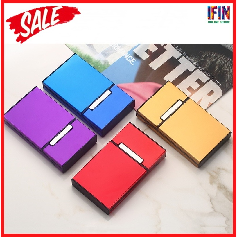 IFIN กล่องใส่บุหรี กล่องอลูมิเนียมใส่บุหรี  Case Aluminium Box No. 2902 สีดำ