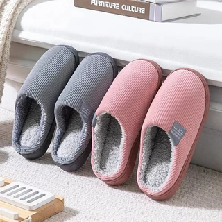 (พร้อมส่งจากไทย) รองเท้าใส่ในบ้าน หัวปิด สลิปเปอร์ ขนนุ่มฟู ใส่สบาย พื้นกันลื่น