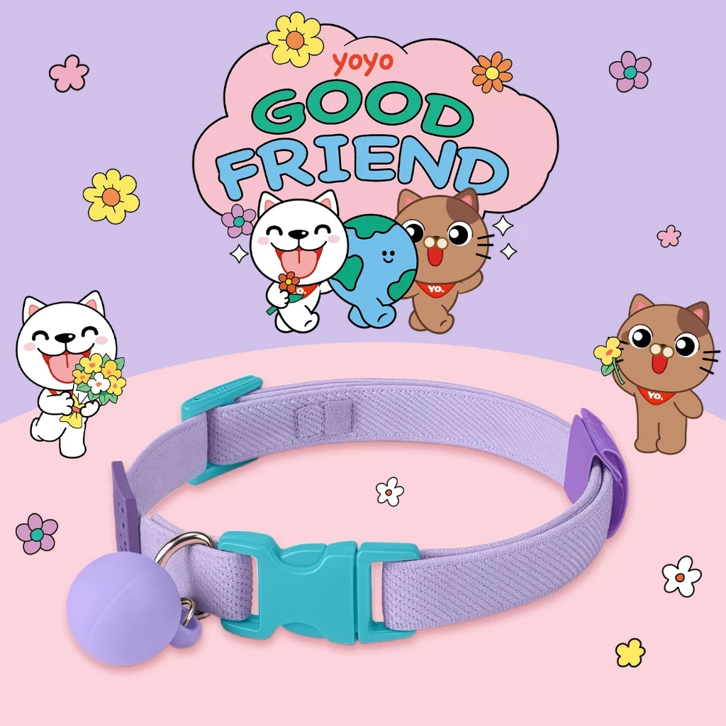 yoyopet ปลอกคอสัตว์เลี้ยง สีพาสเทล นุ่มสบาย ปรับได้ thumbnail 3