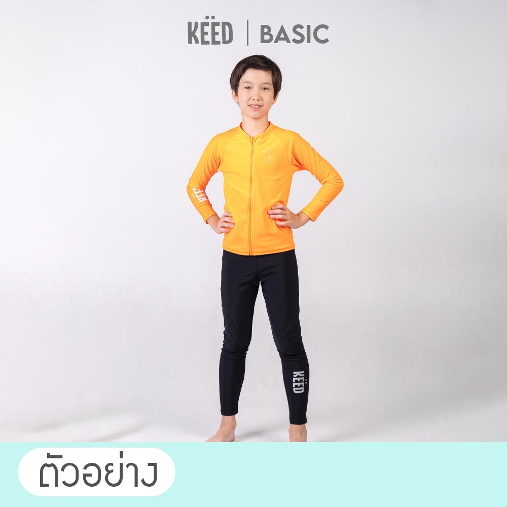 ✨NEW✨ KEED : BASIC เสื้อว่ายน้ำเด็กโต มีซิปด้านหน้า ตกแต่งด้วยสกรีนด้านข้าง *114* - รูปที่ 4