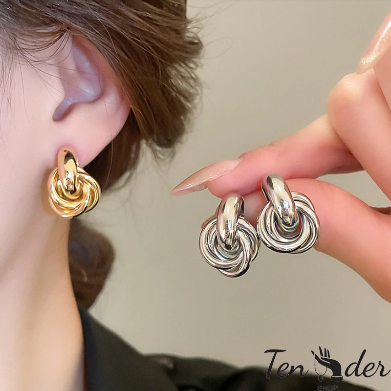 COD-ส่งเร็วจากไทย🎀S925 เงินเข็มรอบห่อต่างหูโลหะ แสงหรูหราระดับ หรูหรา ไม่ทําให้แพ้ง่าย เครื่องประดับแฟชั่น สำหรับผู้หญิง