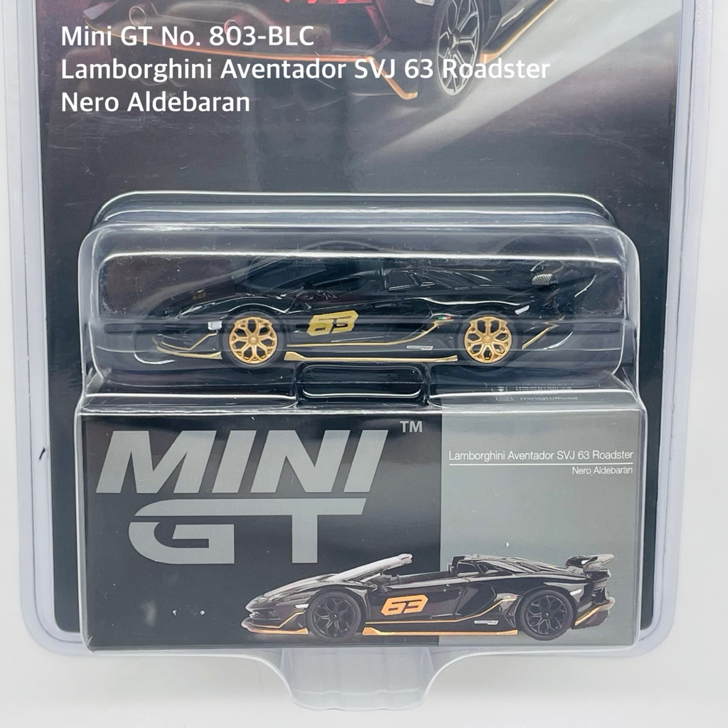 Mini GT📌 No. 803-BLC 📌 Lamborghini Aventador SVJ 63 Roadster Nero Aldebaran / blister package