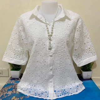เสื้อลูกไม้สีดำ เสื้อลูกไม้กระดุมหน้า รอบอก38-42/44/46/48/50-52นิ้ว ฟรีไซส์ หน้าผ้า32/44/46/48/52 เสื้อเชิ๊ตสีดำ