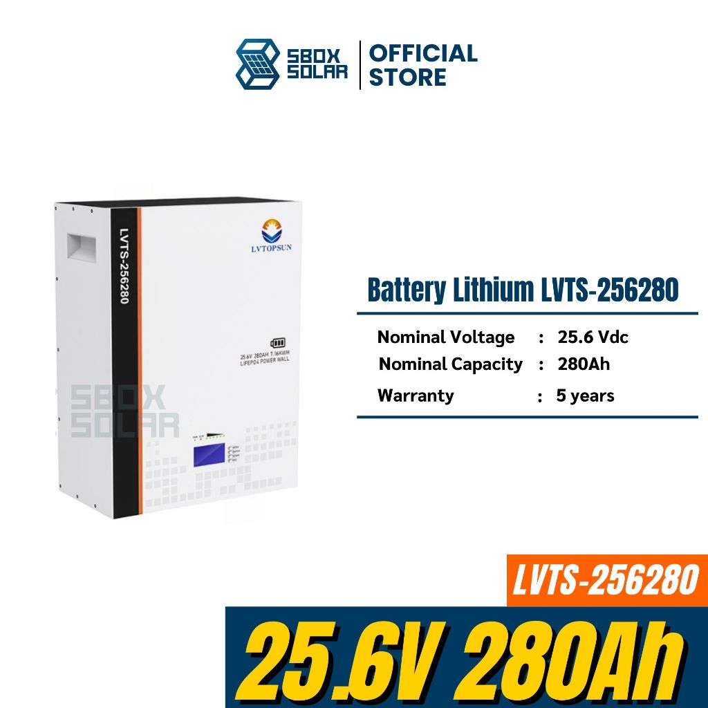 Battery Lithium 25.6v 280ah ยี่ห้อ LV Topsun รับประกันศูนย์ไทย 5 ปี
