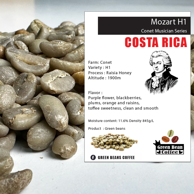 สารเมล็ดกาแฟดิบ COSTA RICA MOZART H1 CONET MUSICIAN SERIES " Green bean ขนาด 1,000 กรัม "
