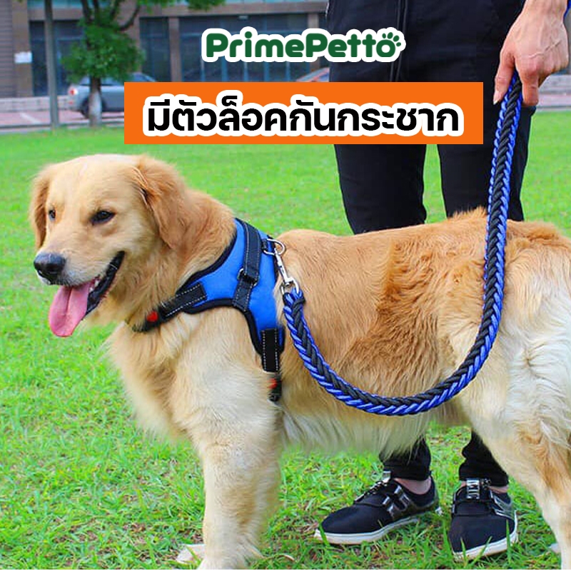 PrimePetto  สายจูงสุนัข รัดอกสุนัขมีตัวล็อคกันกระชาก สายรัดอกปรับได้ มีฟองน้ำรับเเรงดึง มีหลายไซส์
