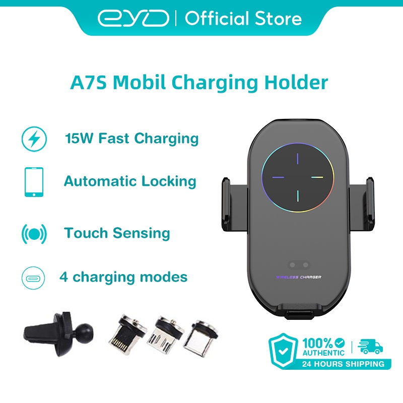 EYD A7S ที่ชาร์จไร้สายในรถยนต์ Wireless Car Charge ที่วางโทรศัพท์ 15W การยึดอัตโนมั รองรับโทรศัพท์มื