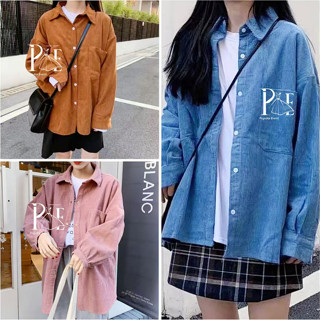 พร้อมส่ง เสื้อกันหนาวผ้าลูกฟูก เสื้อแจ็คเก็ต เชิ้ตลูกฟูก แขน…