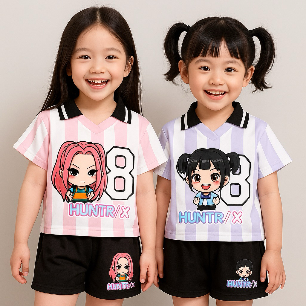 👕✨ ชุดเซ็ตเสื้อ + กางเกงขาสั้นลายการ์ตูนน่ารัก ✨👧  เพิ่มความสดใสให้น้องๆ ด้วยชุดเซ็ตสุดคิ้วท์ 💖 พร้อมส่ง