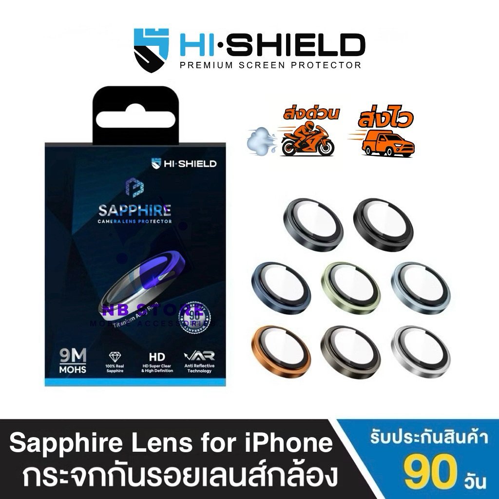 กระจกกันรอยเลนส์กล้อง iPhone HI-SHIELD Len Sapphire แท้ มาตราฐานGIA (ประกัน 90 วัน)