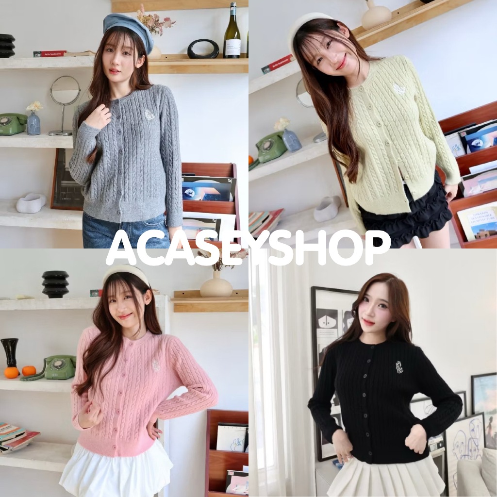 Acasey เสื้อไหมพรมผู้หญิง แขนยาว คาร์ดิแกน งานปัก Jarinya ผ้าไหมพรมสาน ผ้านุ่มใส่สบาย T829