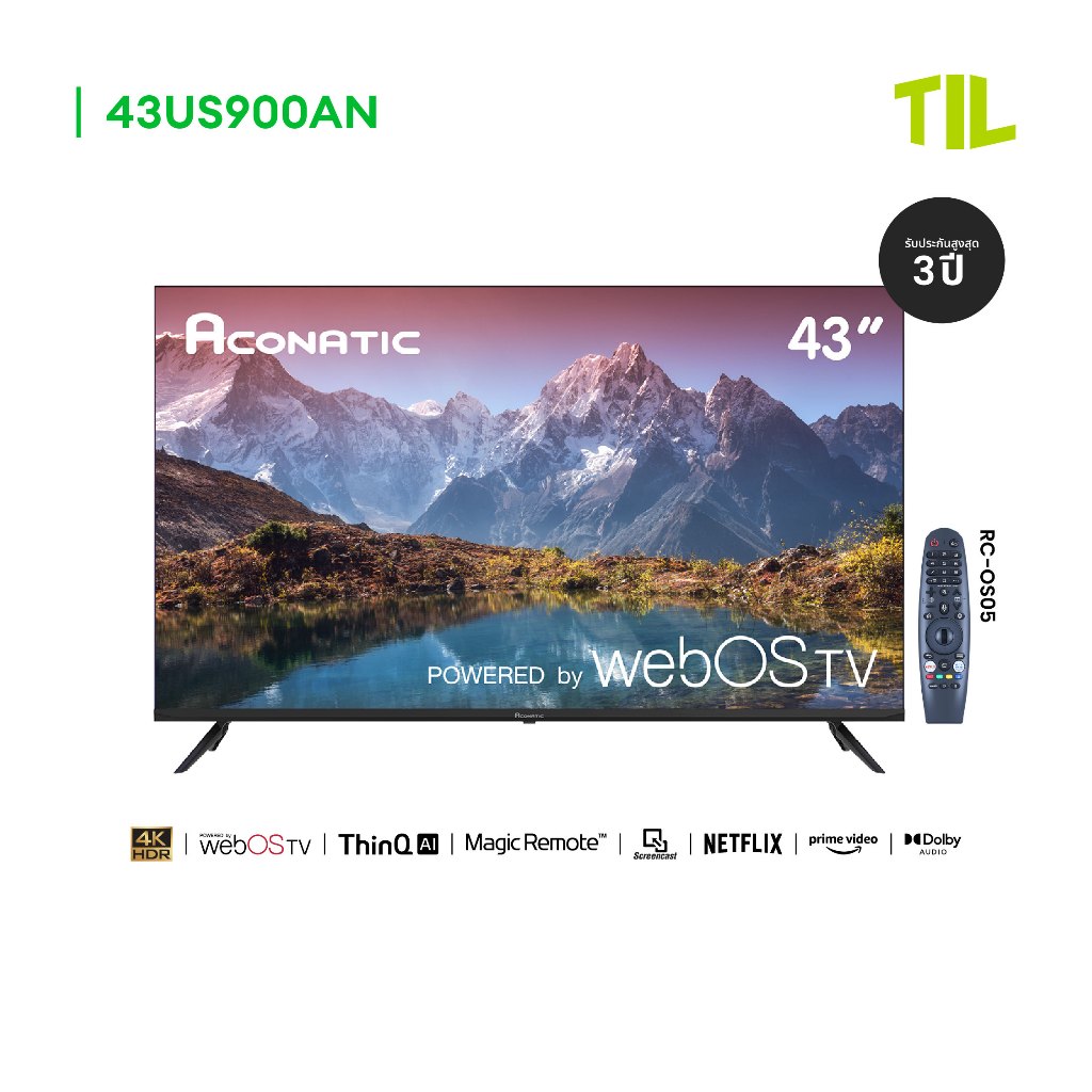 Aconatic ทีวี 43 นิ้ว LED 4K HDR WebOS TV (Wee 2.2) รุ่น 43US900AN ระะบบปฏิบัติการ WebOS