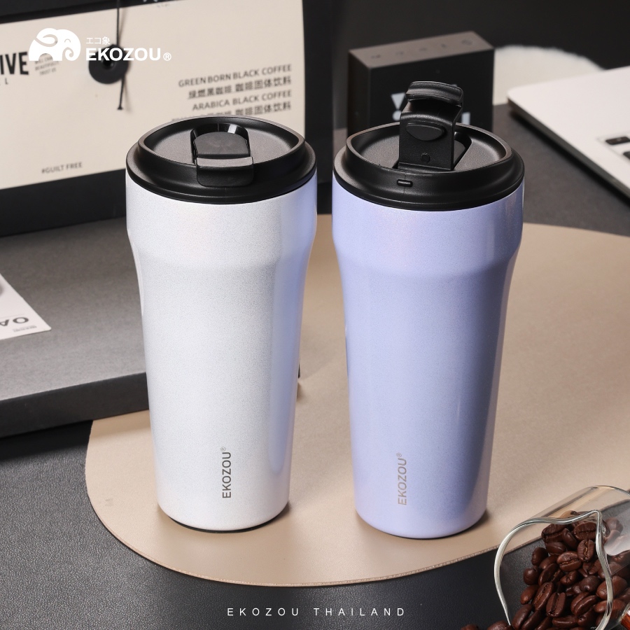 EKO Ceramic Cup ขนาด 480ml/16oz แก้วสแตนเลส 304 มาพร้อมหลอดเด้ง เคลือบเซรามิค เก็บได้ทั้งร้อน-เย็น ราคา ถูกที่สุด ดีลบีเคเค แกลเลอรีภาพที่ 7