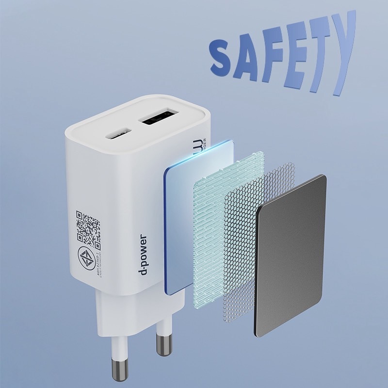 d-power หัวชาร์จเร็ว 33W รุ่น AP-34 PD+QC Dual Port (Type-C+USB) รองรับ PPS ปลั๊กไทย ไม่รวมสาย