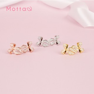 Motta Earring ต่างหูติดหูชุบทองคำขาว โบว์สุดปัง