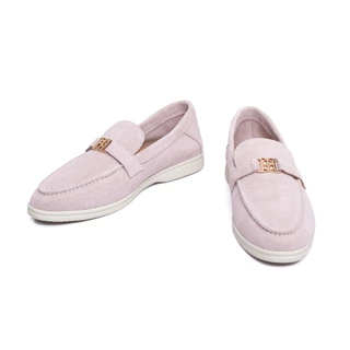 O&B รองเท้าหนังกลับ รุ่น ROMEO LOAFERS IN PINK ROSE-11218SU11691F_F5PIXX