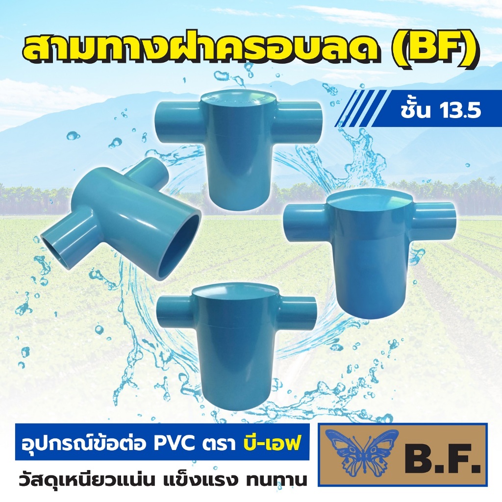 สามทางฝาครอบลด PVC ขนาด 2 นิ้ว (ลด) สามทางฝาปิดลด สามทางฝาครอบ PVC ตรา BF ชั้น 13.5