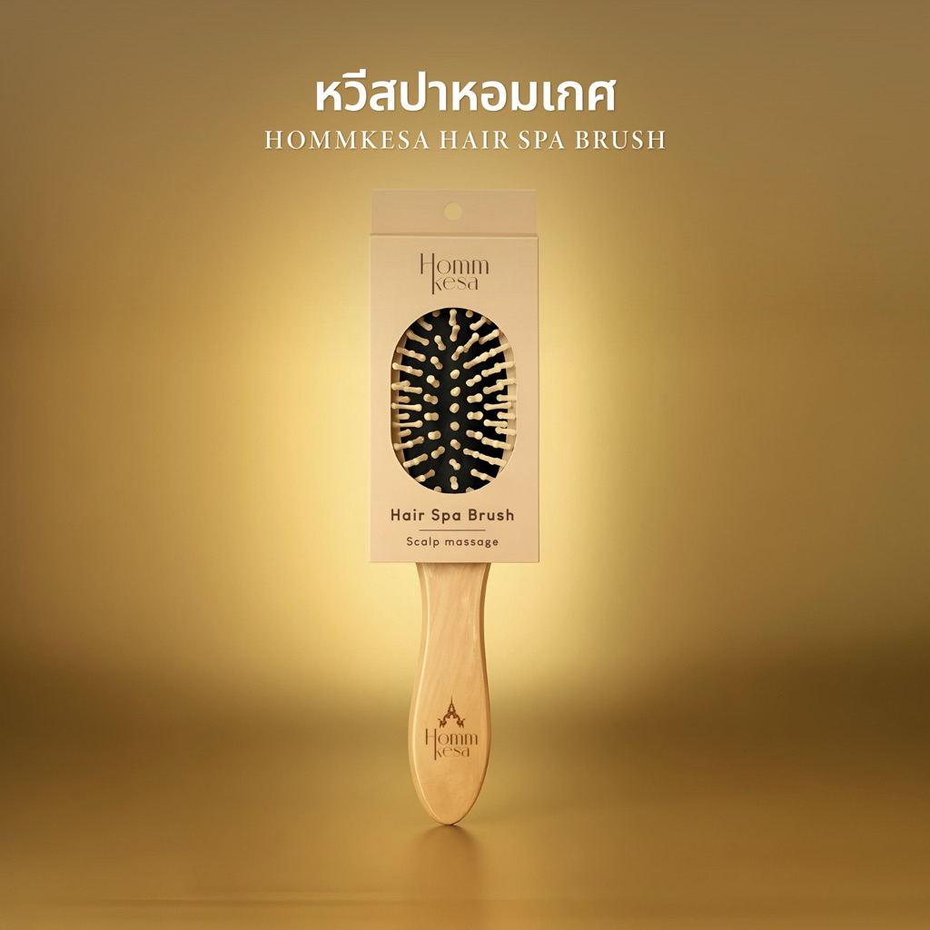 หวีสปาด้ามไม้ Premium Hommkesa