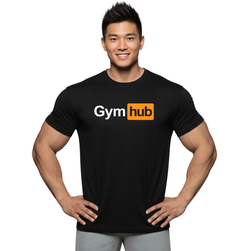 GYM HUB เสื้อยืดแขนสั้นผู้ชาย Men’s Gym Workout Bodybuilding Muscle T-Shirt