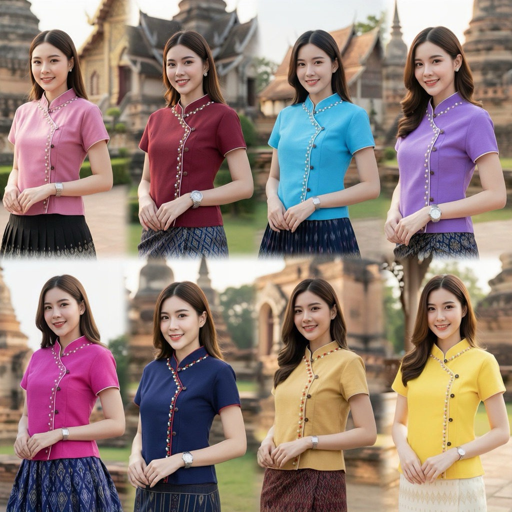 ❄ลด 15% โค้ด MOOKDEC❄ เสื้อพื้นเมืองผู้หญิงคอจีนกุ้น