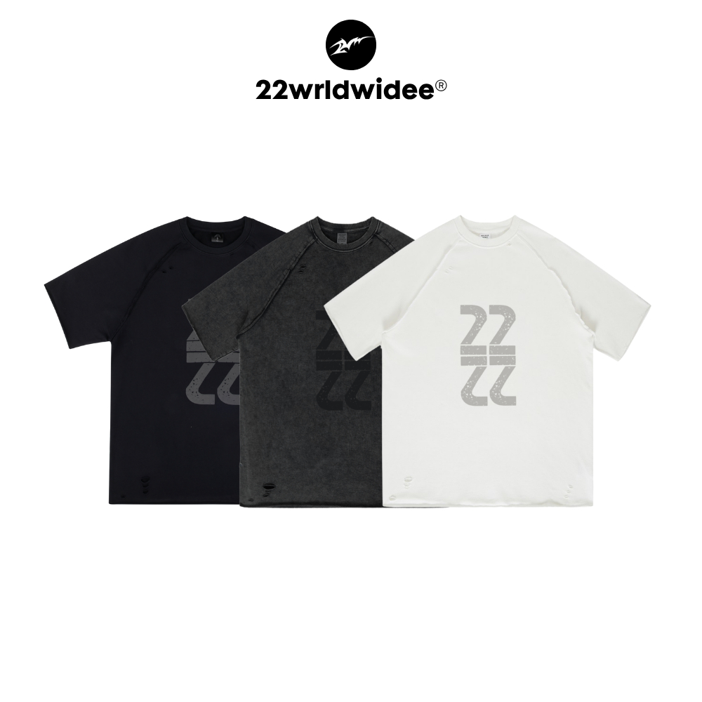(🔥จัดส่งด่วน 1 วัน!) OC049 22 Reverse Basic Tee เสื้อลายสรีนนูน 22 สไตล์ Jerseyผ้าดีใส่แล้วเท่ห์ผ้าใส่สบาย