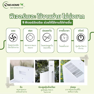ONEHOME เครื่องฟอกอากาศ Air Purifier เครื่องฟอกอากาศฟังก์ชั่นภาษาไทย กรองฝุ่น ควัน และสารก่อภูมิแพ้ ไรฝุ่น รับประกัน3ป
