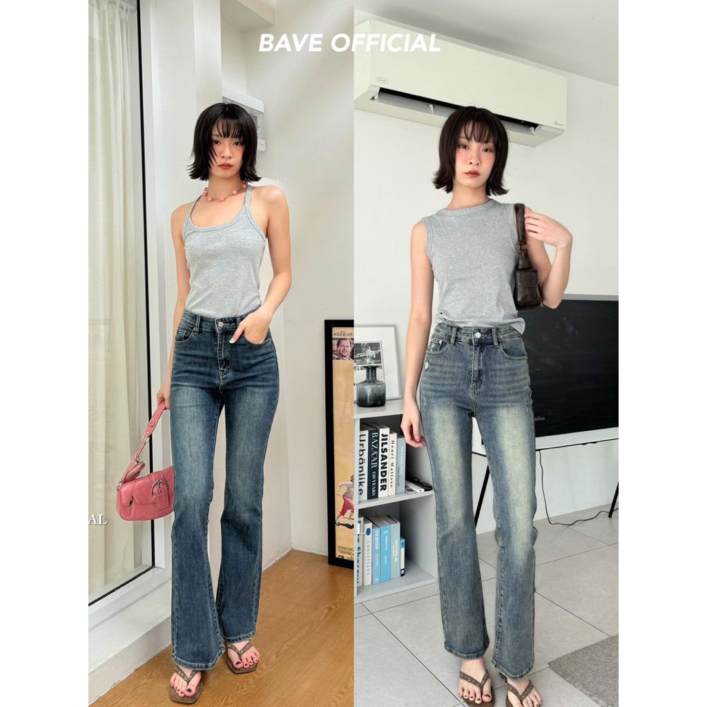 Bave official - Signature BJ3786 กางเกงยีนส์ขาม้า