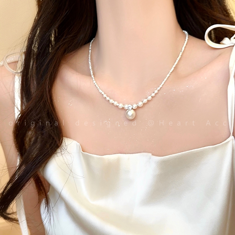 สร้อยคอ สร้อยคอมุก✨ สไตล์เกาหลี เครื่องประดับ หรูหรา🤍 สีเงิน ins ใหม่ silver ผู้หญิง COD