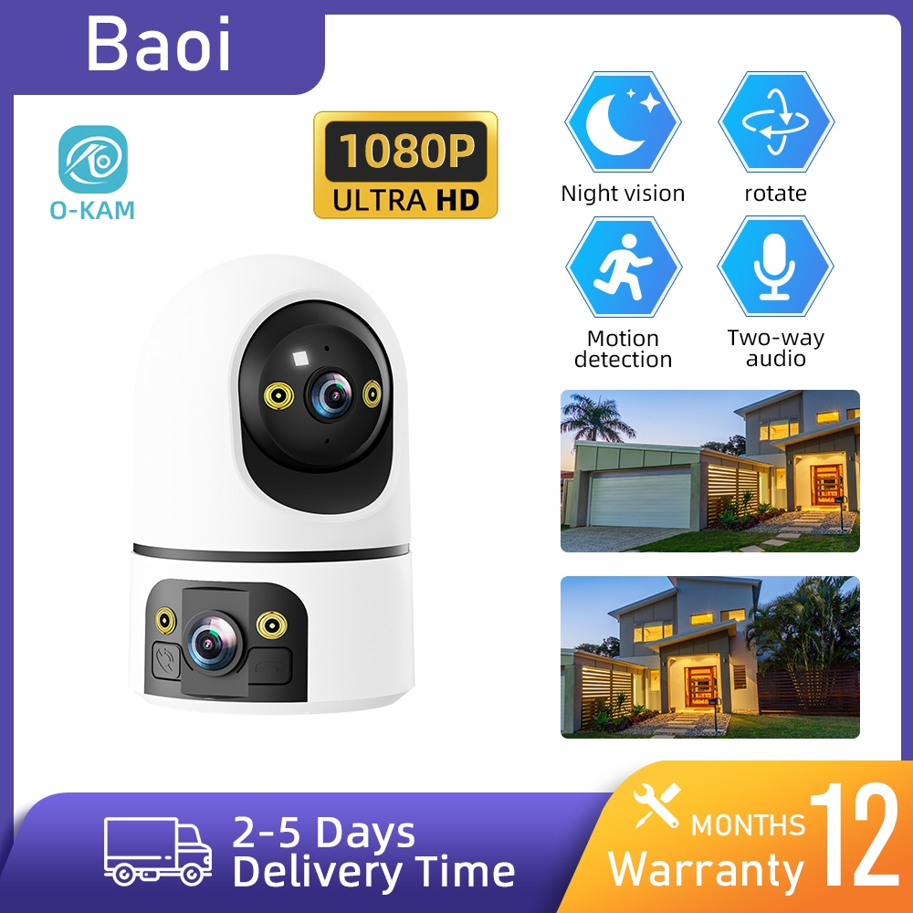 Boai Dual-Lens CCTV CCTV รองรับ WiFi กล้องวงจรปิด 1080p HD คุณภาพการดูเด็กสัตว์เลี้ยงกล้องรักษาควา
