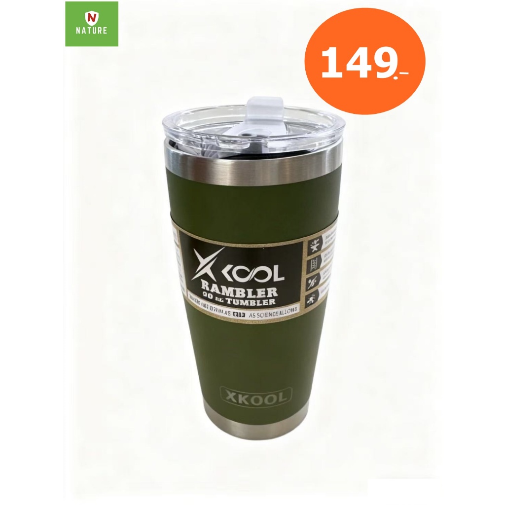 Xkool แก้วขนาด 20ozสีพื้นเก็บอุณหภูมิความเย็น,ร้อน สแตนเลส304Free!!ยางลองแก้วไม่มีไอน้ำเกาะ