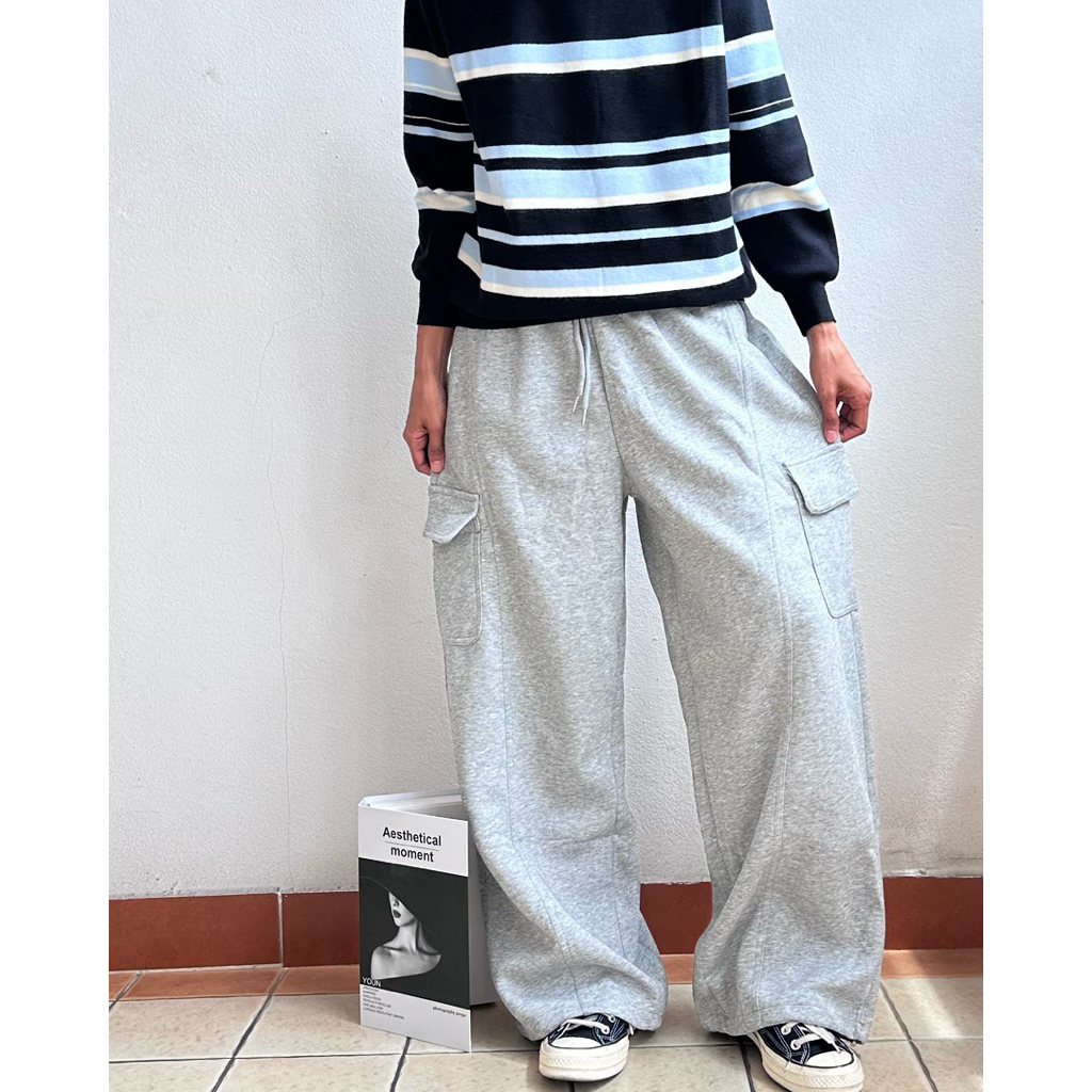 PLOYNAPAS - กางเกงขายาวคาร์โก้ CARGO PANTS ทรงกระบอกใหญ่