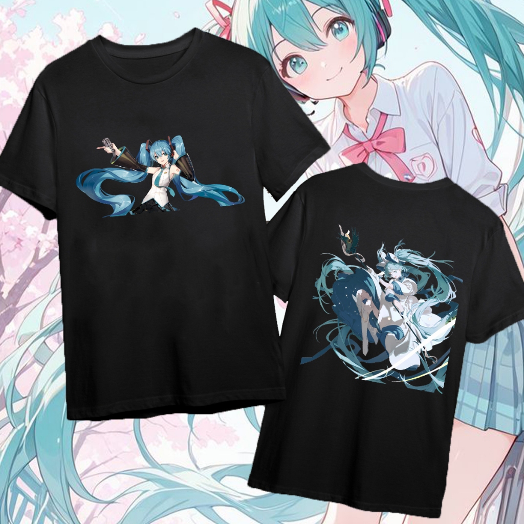 [HOT] Hatsune Miku t-Shirt Short-Sleeved Summer High Street  All-Match  เสื้อยืดคอกลมสำหรับผู้ชายและ